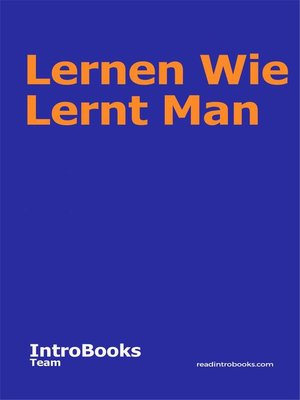 cover image of Lernen Wie Lernt Man